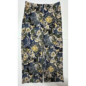 Chico’s Floral Drops Palazzo Pants Wide Leg Silky Blue Green Yellow Women’s 2